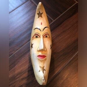 Vintage Hand Carved Anthropomorphic Crescent Moon Box, Celestial